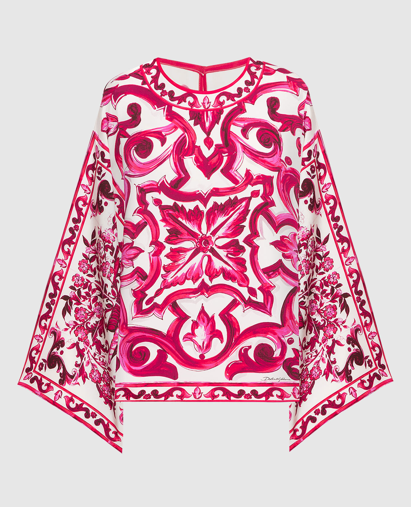 

Розовая блуза из шелка в принт Майолика, Розовый, Блузы