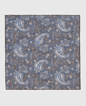ISAIA Синий платок-паше из льна в принт пейсли FZOOO5FZ587