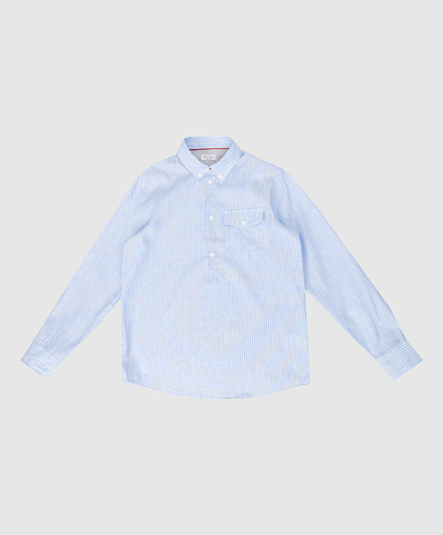 Brunello Cucinelli Дитяча блакитна сорочка у смужку BW690C320B