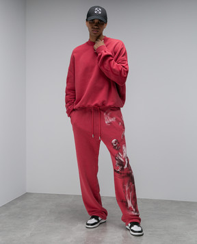 Off-White Бордові спортивні штани з принтом OMCH054F23FLE005