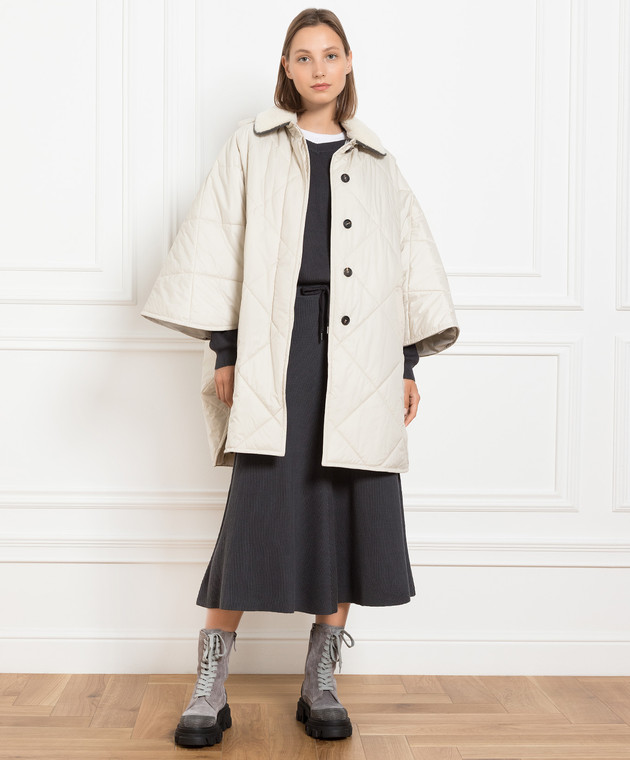 Brunello Cucinelli Бежевий кейп з ланцюжком моніль MH5049804P зображення 2
