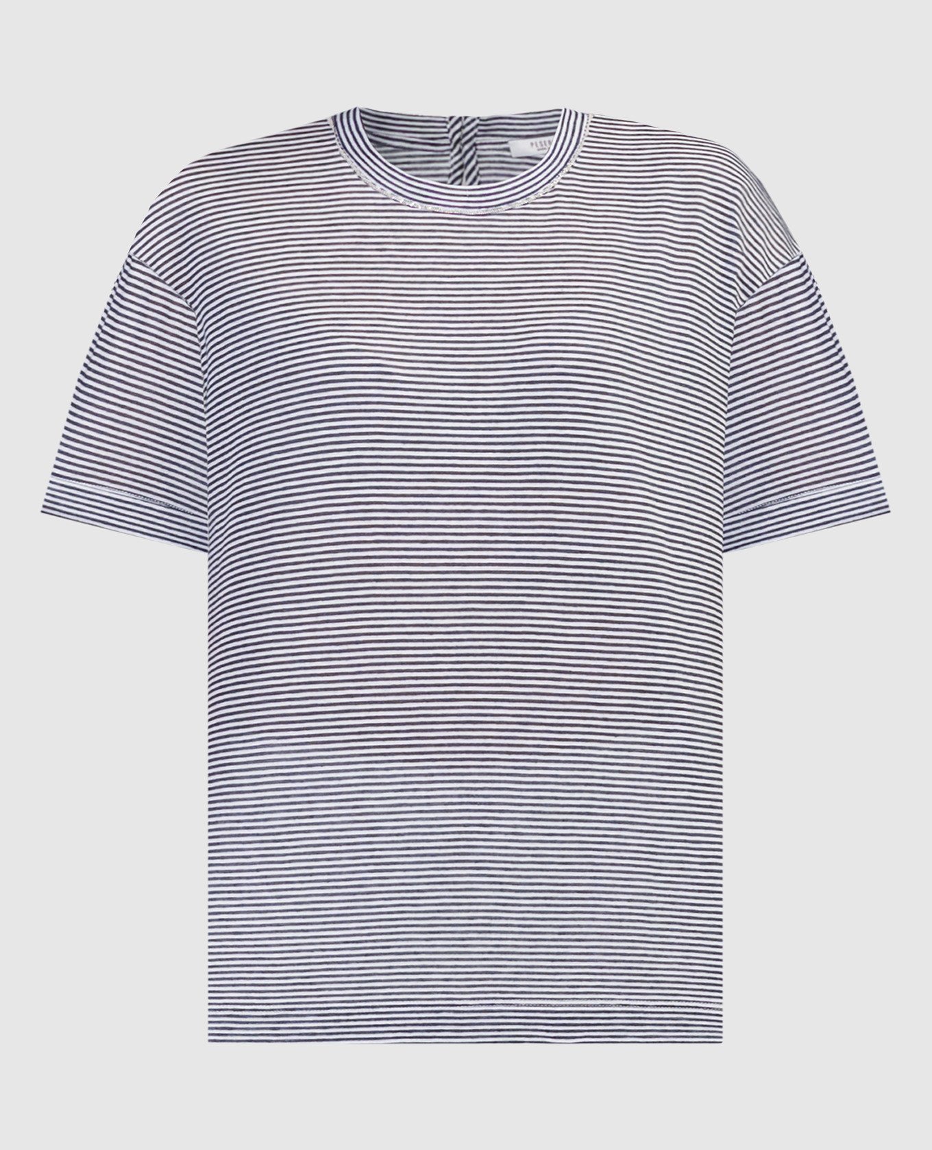 Blue striped t-shirt with monil chain
