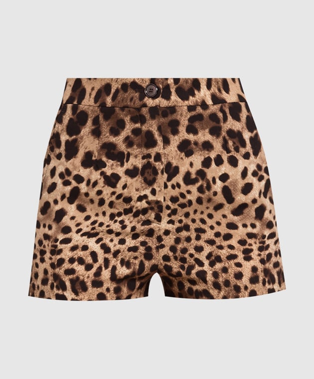 Dolce&Gabbana Brown leopard print silk shorts FTBTPTFSAZ7