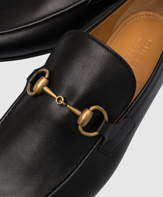 Gucci Black Jordan Leather Loafers with Horsebit Metal Detail 406994BLM00 изображение 5