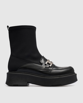 Babe Pay Pls Black combination boots with metal detail 4242032058009ST