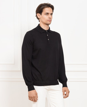 Brunello Cucinelli Чорне поло з вовни та кашеміру M2400295