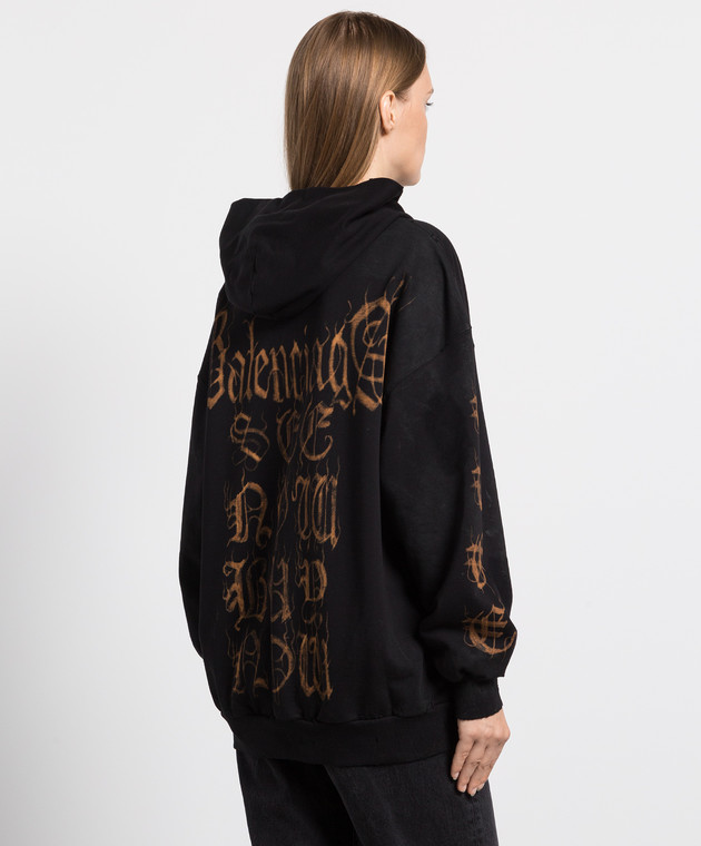 Balenciaga Черная спортивная кофта с принтом логотипа 744454TOVD8 изображение 4