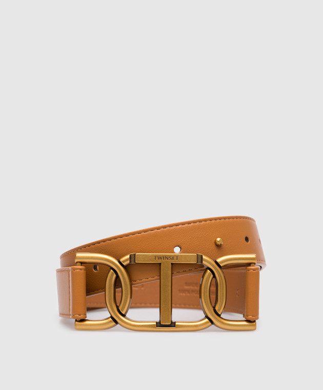 Twinset Brown belt with metal Oval T logo 231TA4470