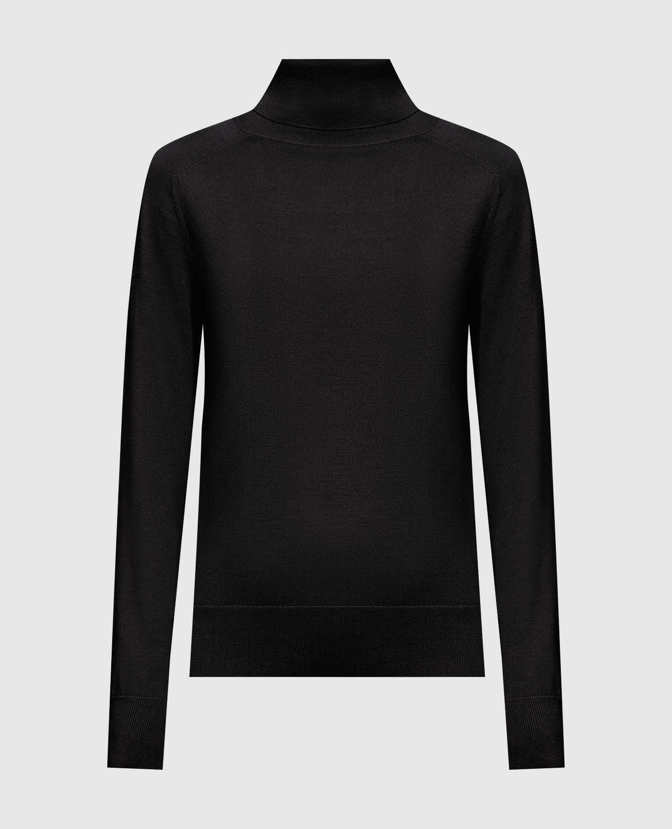 

Черный шерстяной гольф с вышивкой логотипа, Свитера