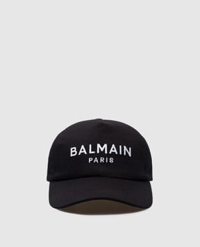 Balmain Чорна кепка з контрастною вишивкою логотипа CH1XA015CB24