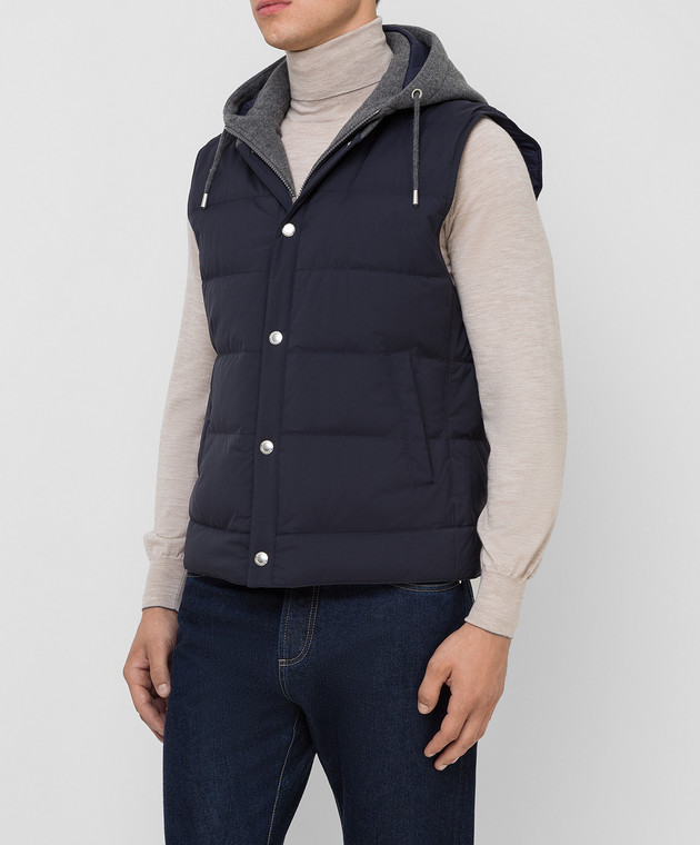 Brunello Cucinelli Темно-синий пуховой жилет MM4593870G изображение 3