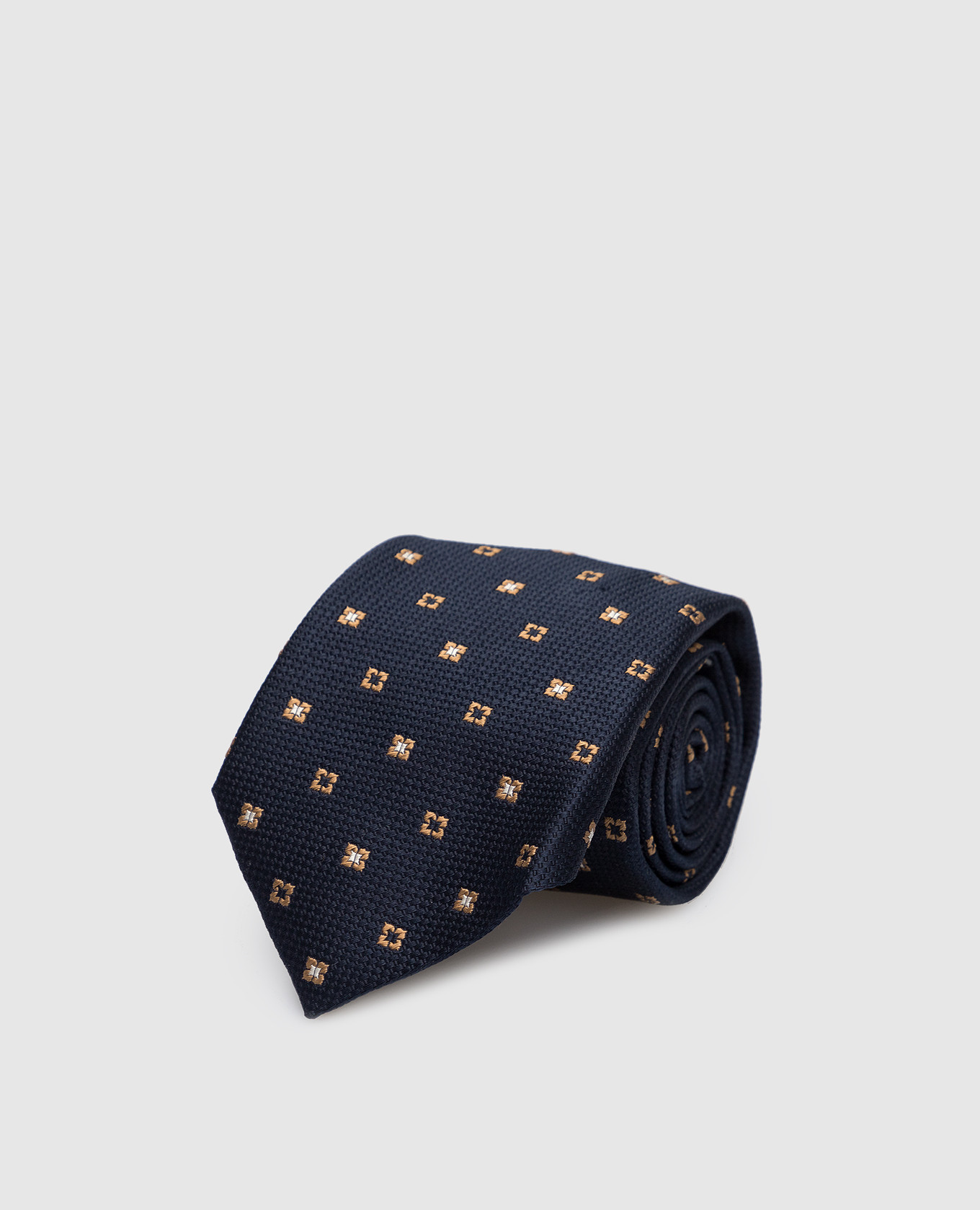 Темно-синий галстук из шелка с геометрическим узором