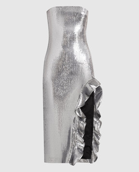 David Koma Серебряное платье миди с пайетками RE23DK35DA
