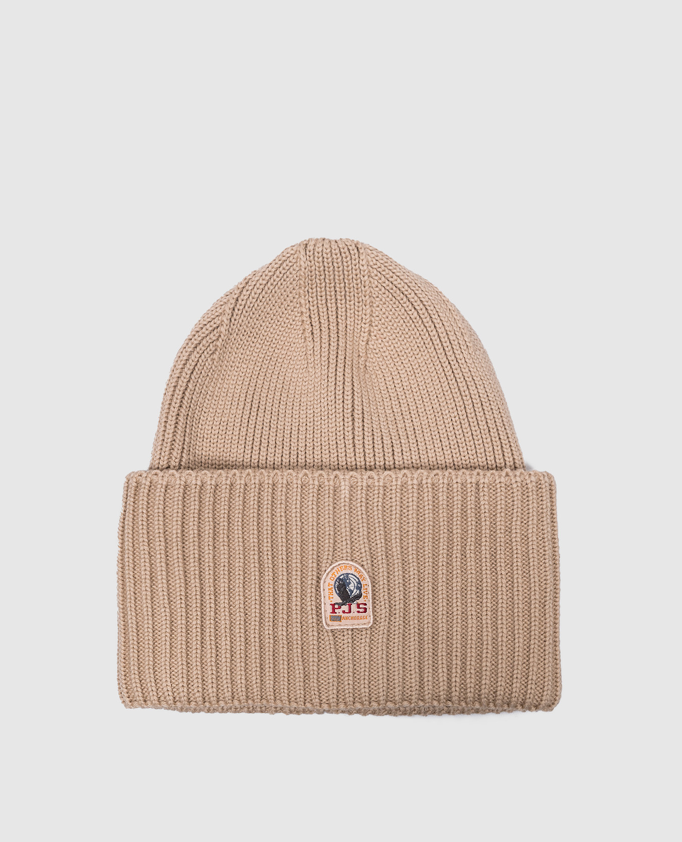 Basic brown wool cap with logo patch