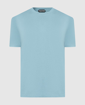 Tom Ford Синяя футболка с вышивкой монограммы JCS004JMT002S23