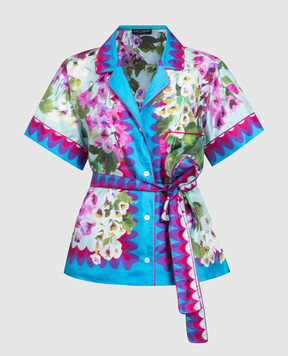 Dolce&Gabbana Шелковая блуза с принтом Колокольчики F5G67TFI18F
