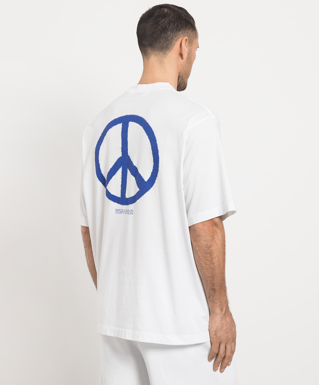 Marcelo Burlon White T-shirt COUNTY PEACE OVER with a print CMAA054S23JER007 изображение 4