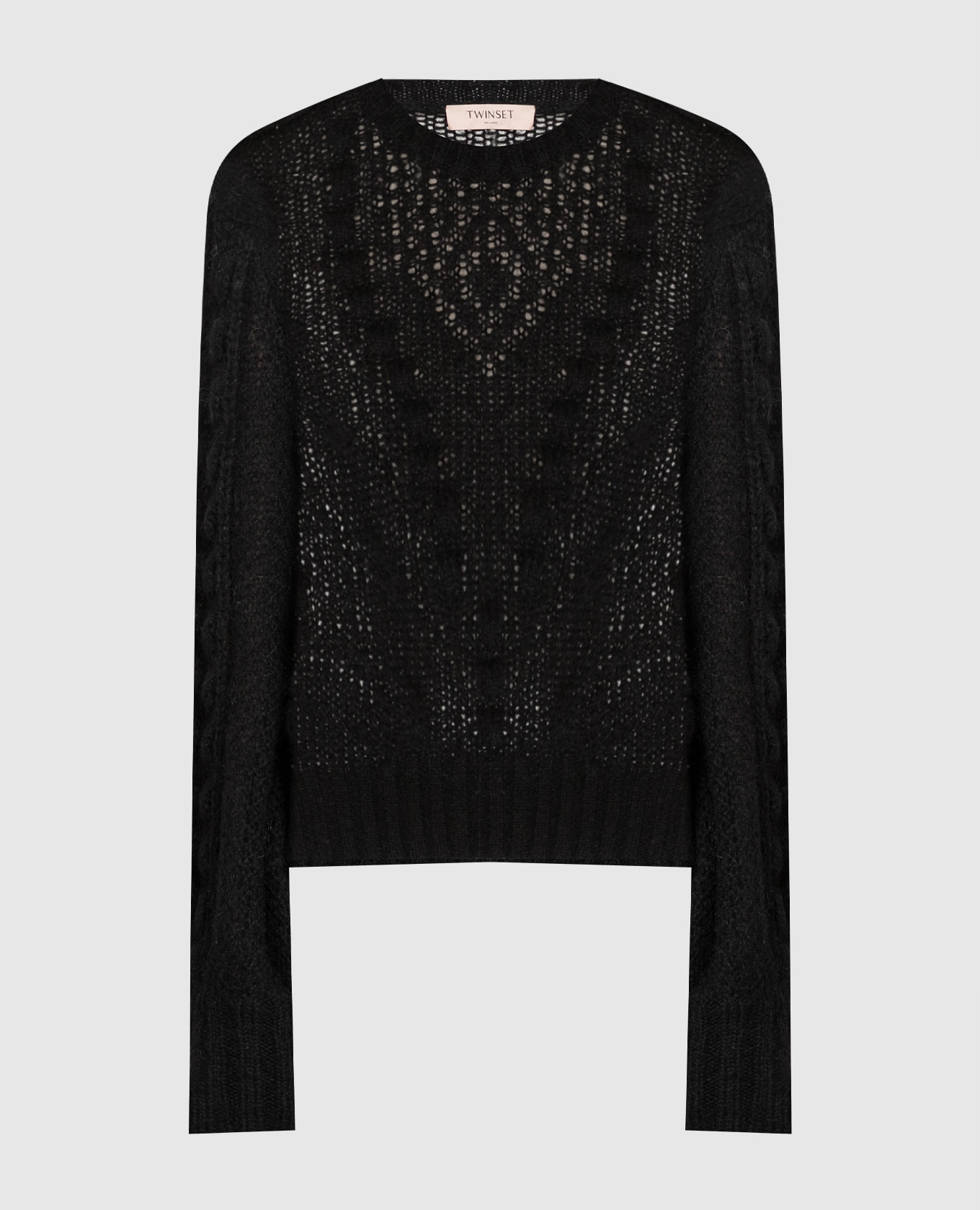 Black openwork sweater in a pattern