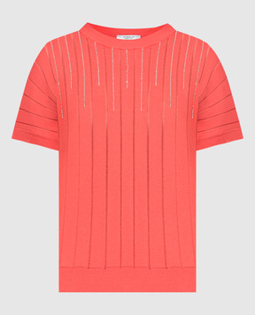 Peserico Червона футболка з ланцюжком моніль S99178F14