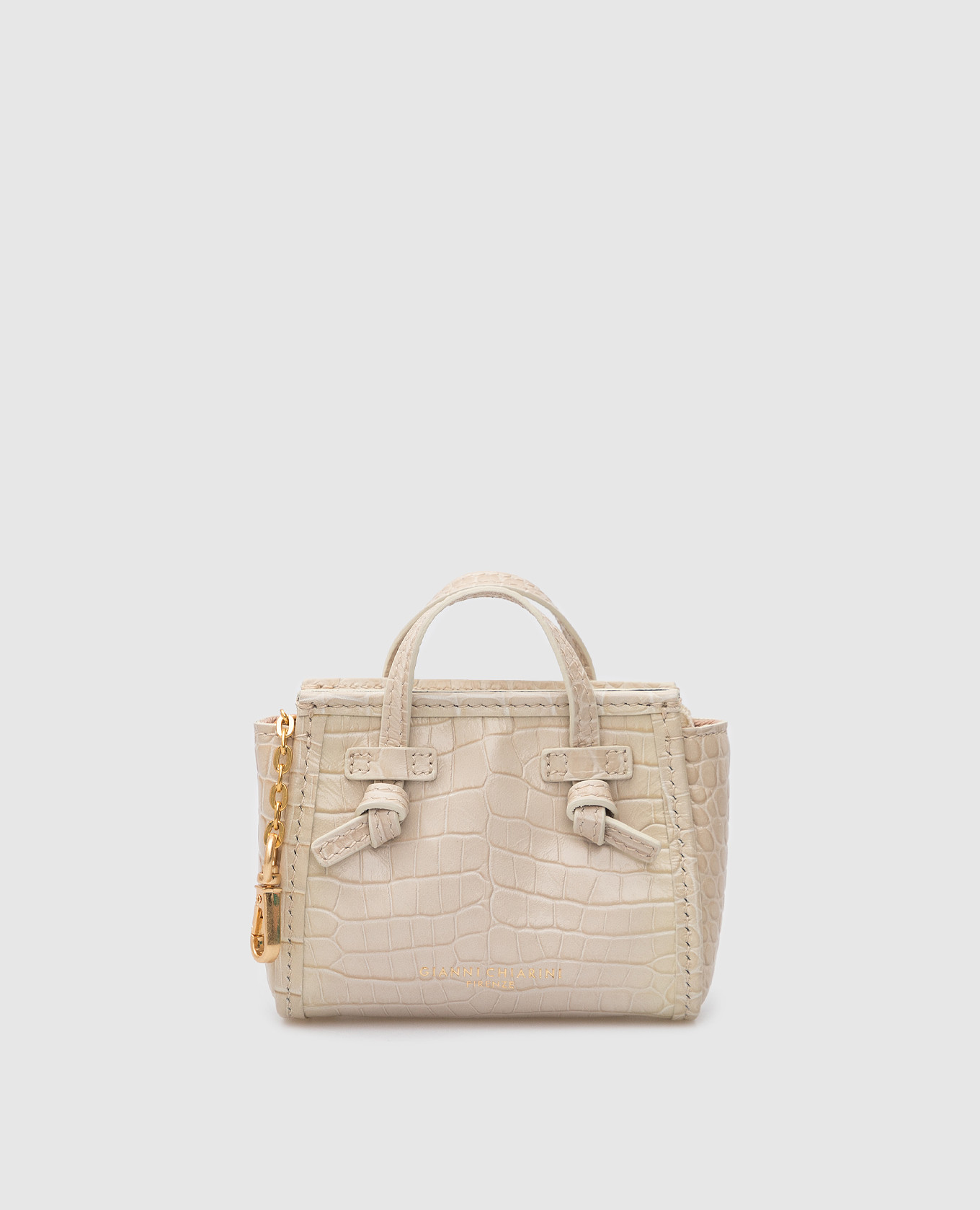 

Светло-бежевая кожаная сумка мини Marcella в узор, Бежевый, Маленькие сумки