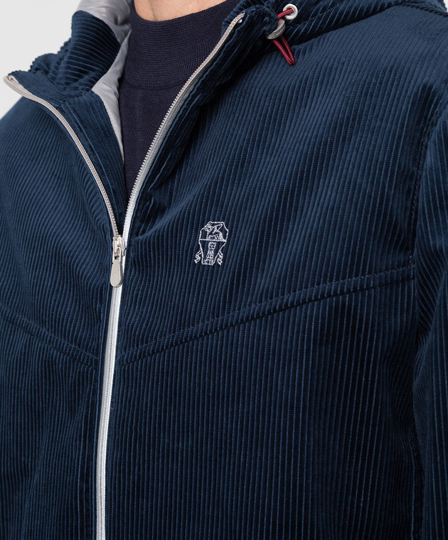 Brunello Cucinelli Темно-синя куртка в рубчик MQ4827429G зображення 5