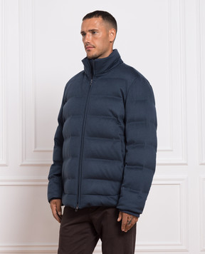 Loro Piana Синий пуховик из кашемира FAM5100