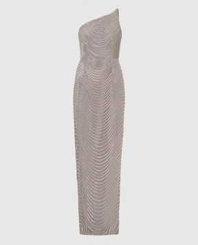 Rachel Gilbert Серое платье Axton с бисером и разрезом 22RRG61039