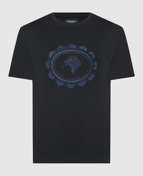 Stefano Ricci Черная футболка с вышивкой логотипа эмблемы. MNH4103130803