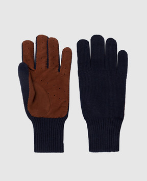 Brunello Cucinelli Темно-синие перчатки из кашемира M2292118