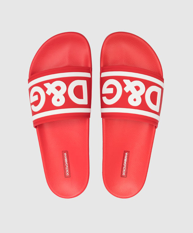 Dolce&Gabbana Red sliders with textured logo CS2072AQ858 image 4