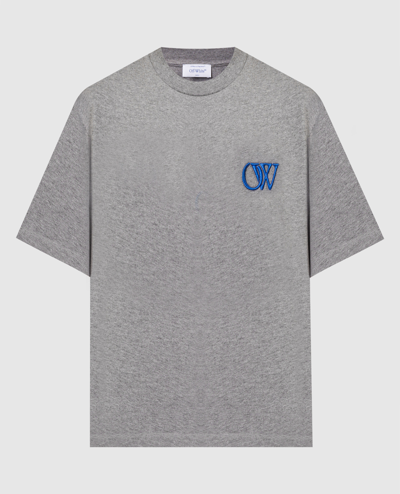 Серая меланжевая футболка с вышивкой логотипа OW