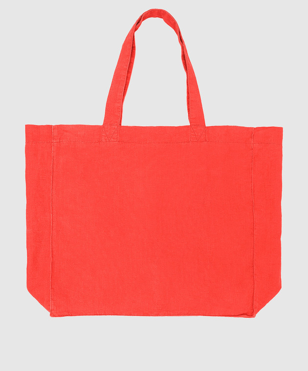 Vilebrequin Babel Orange Linen Beach Bag With Logo Print BBLU3104w image 3