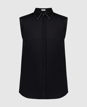 Brunello Cucinelli Черная блуза с цепочкой мониль с эколонуном. M0091MA616