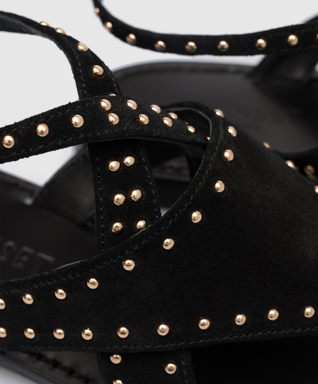 Twinset Black suede sandals with rivets 231TCT192 image 5