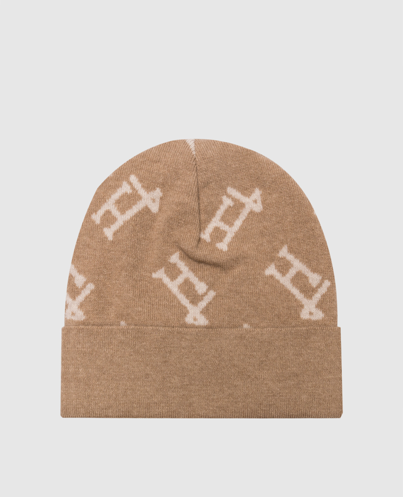 Brown logo pattern wool hat