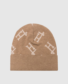 Herno Коричневый шапка из шерсти в логотип шаблон. BER00003D70126