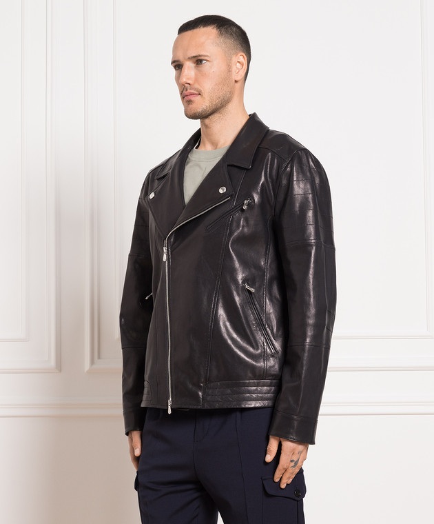 Brunello Cucinelli Black leather jacket MPDAN1868 изображение 3