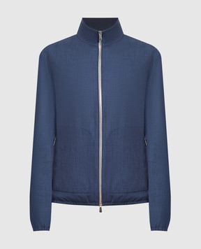Enrico Mandelli Синя куртка з вовни, шовку та льону A6T5165116