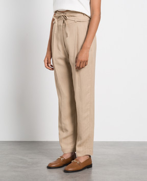 Brunello Cucinelli Бежевые брюки-каррот MH126P7916