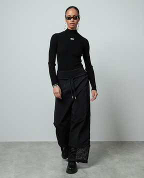Off-White Чорні штани з вишивкою монограми логотипа OWVG073S24FAB001