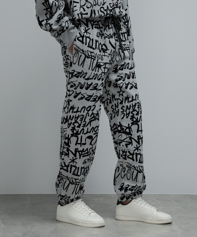 Versace Jeans Couture Gray joggers with textured graffiti print 75GAA315FS095 image 3