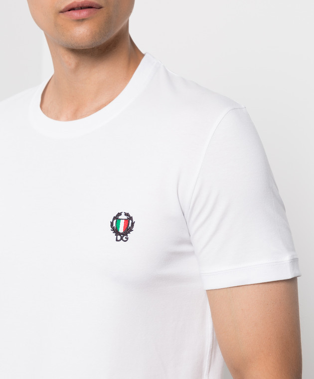 Dolce&Gabbana Біла футболка з вишивкою логотипу M8C03JFUECG зображення 5