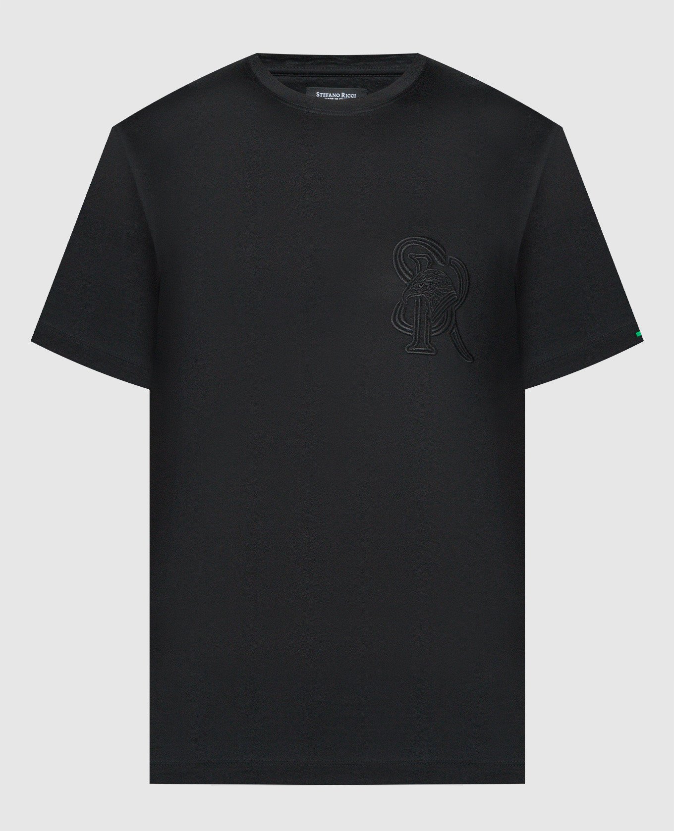 Черная футболка с вышивкой монограмм логотипа