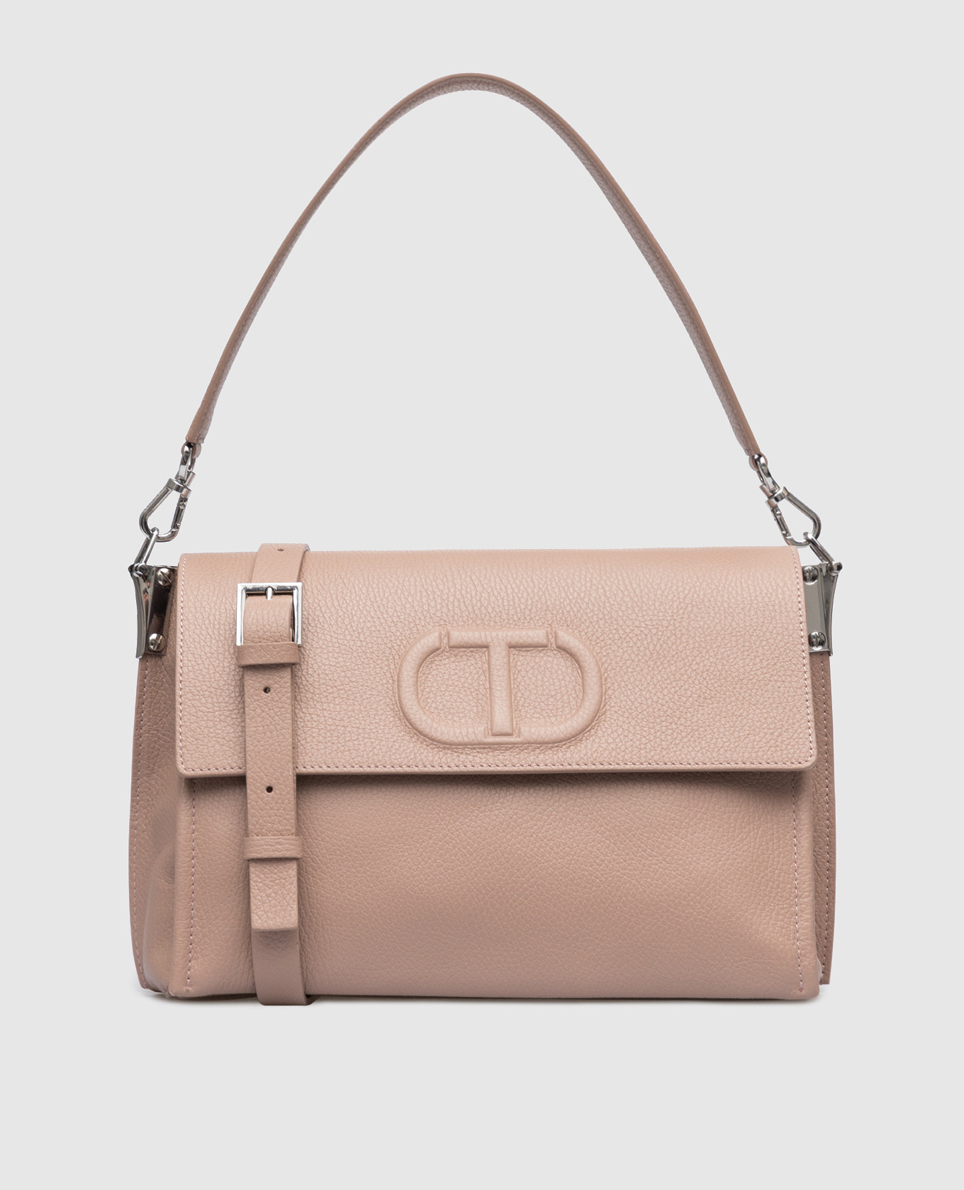 

Розовая кожаная сумка-мессенджер Bisou с фактурным логотипом, Розовый, Сумки-мессенджеры