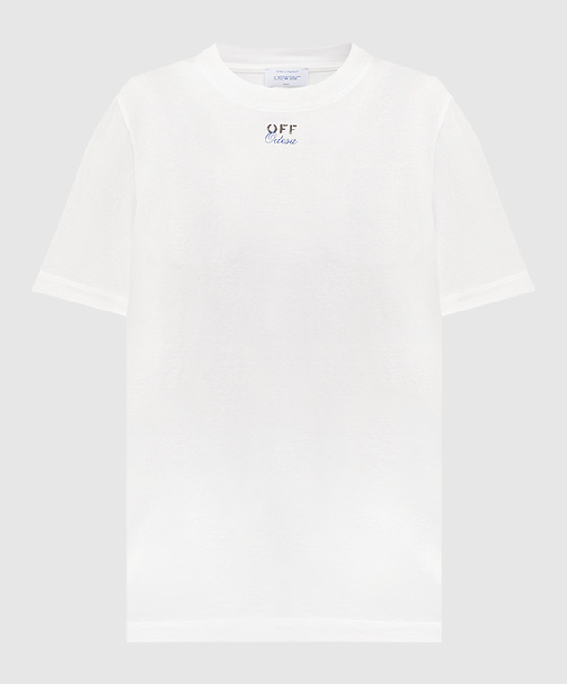 Off-White White t-shirt with Off-White Odesa print OMAA027G23JER049