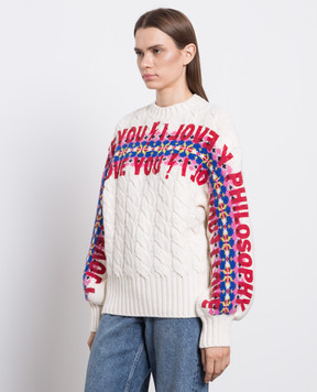 Philosophy di Lorenzo Serafini Білий светр з вовни I Love You A09385701