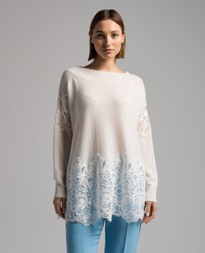 Ermanno Scervino Білий светр з кашеміру з мереживом D445M309APPYU
