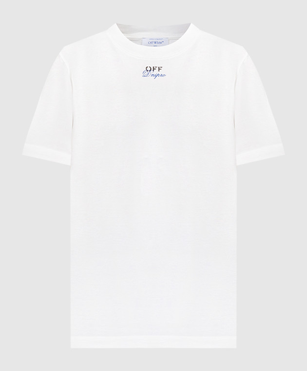 Off-White White t-shirt with Off-White Dnipro print OMAA027G23JER026