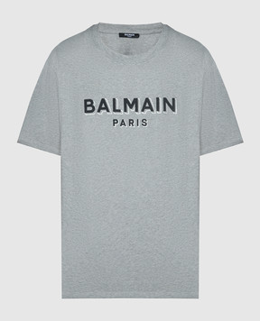 Balmain Сіра футболка з принтом логотипа CH1EG010BB99