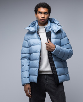 Moncler Голубой пуховик с логотипом 1A00034596K7